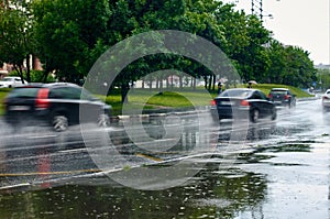 Traffic under the rain