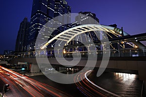 Traffic in urban city at night