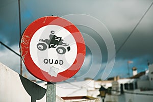Traffic Warning Sign for Motorbikes in Vejer de la Frontera, Spain