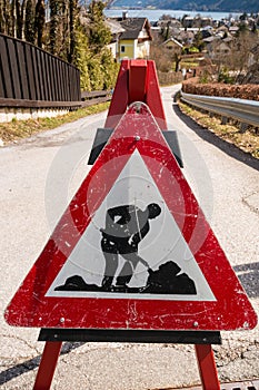 Traffic warning sign Road construction site