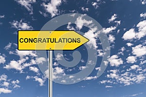 congratulations traffic sign on blue sky