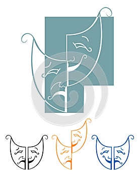 Tragedy and comedy masks vector illustration