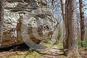 Trail alongside the huge boulders photo