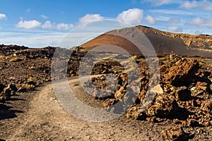 Trail around Montana Colorada. Lanzarote island, Canary islands, Spain, Europe