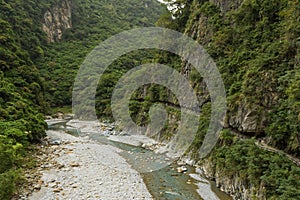 Trail on a cliffside at the Taroko National Park in Taiwan