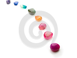 Trail of colorful natural gem stones.