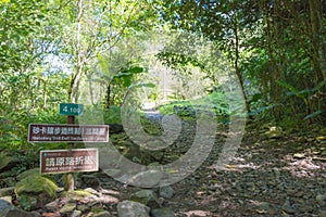 Trail End of Shakadang Trail Mysterious Valley Trail at Taroko National Park. a famous tourist