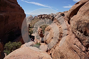 Trail hiking in the Arches NP