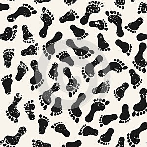 Trail of human footprints, seamless pattern.