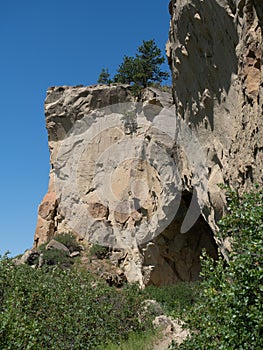 Trail Leading to Cave Opening at Pictograph Cave State Park near Billings, Montana photo