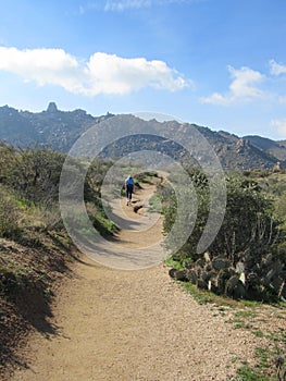 Trail leading to Tom`s Thumb landmark in Arizona