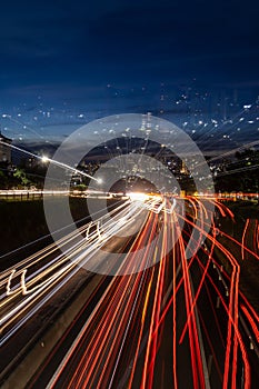 Trail of light caused by vehicular traffic in SP-294 photo