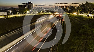 Trail of light caused by vehicular traffic in SP-294, Comandante Joao Ribeiro Barros Highway photo