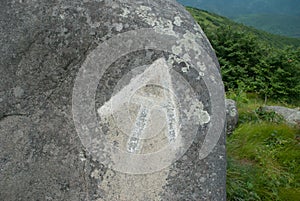 AT Trail Marker on Rock