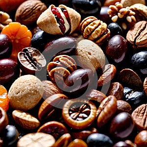 Trail Mix convenient and tasty snack of nuts and dried fruit during travel photo