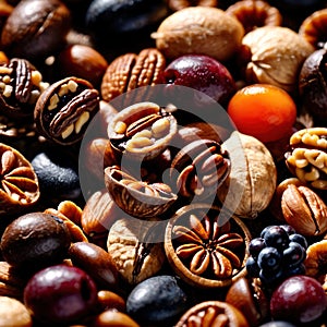 Trail Mix convenient and tasty snack of nuts and dried fruit during travel photo