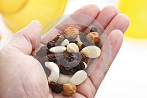 Trail mix in hand palm