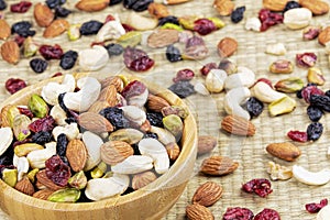 Trail Mix, nuts and dried fruits a great snack food