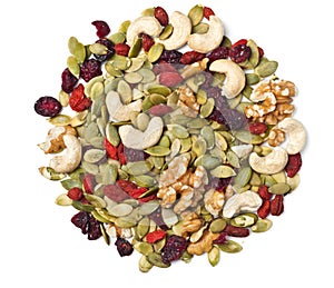 Trail mix on white