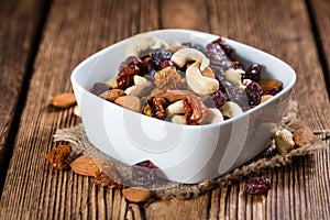 Trail Mix on wooden background