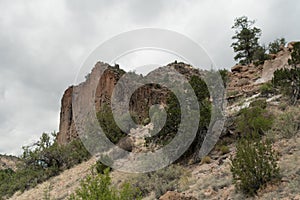 Trail near cliffs of Frijoles canyon of Bandelier Park - 1