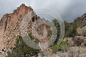 Trail near cliffs of Frijoles canyon of Bandelier Park - 2