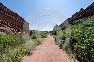 Trail through Red Rocks Park and amphitheater in Morrison Colorado
