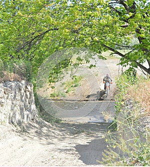 Trail riding on dirtbike motorcycle photo