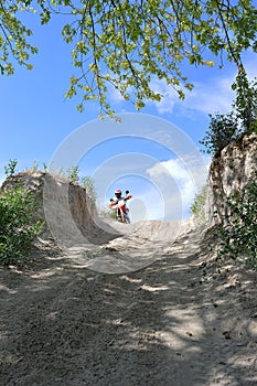 Trail riding on dirtbike motorcycle photo