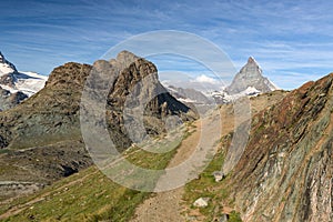 Trail at Riffelhorn with Matterhorn, Zermatt, Alps, Switzerland