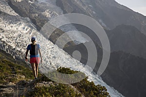 Trail runner on the mont blanc