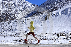 Trail runner cross country running