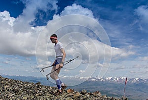 Trail runner, man and success in mountains. Running, sports