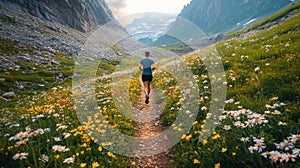 Trail Runner in a Mountain Meadow