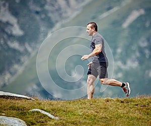 Trail runner in the mountains