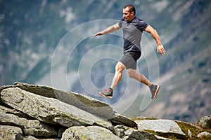 Trail runner in the mountains