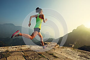 Trail runner running at great wall