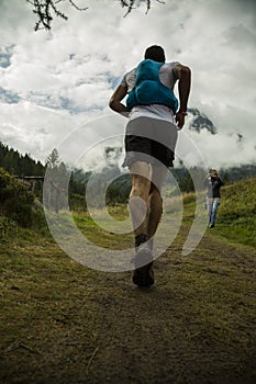 Trail runner on the mont blanc