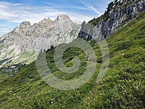 Trail running in Glarus. Near the Fronalpstock. Running in the nature of Swiss mountains. Trailrun across the Alps