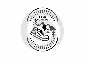 Trail running line art badge