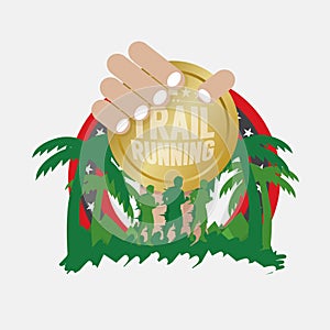 Trail Running Vector Illustration.