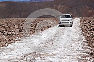 Trail through the Salar of Antofalla at the Puna de Atacama, Argentina