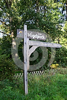 Trail Sign in Autumn in the Town Walsrode, Lower Saxony