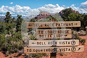 Trail sign, Bell Rock near Sedona, Arizona