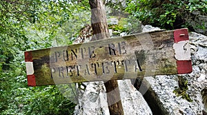 Trail sign with direction in Campania, ITaly photo