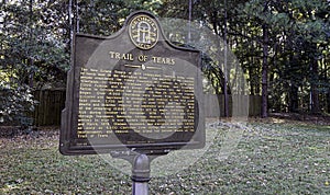 Trail of Tears historic marker at New Echota