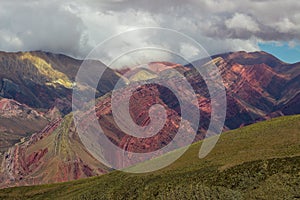 Trail to Hornocal, 14 color mountain. Colorful mountains in Jujuy, Argentina