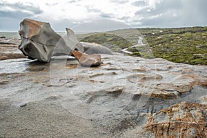 Trail to Remarkable Rocks, Kangaroo Island, Australia on rainy day