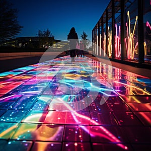 Trailblazers: A Dynamic Pathway of Illuminated Footprints photo