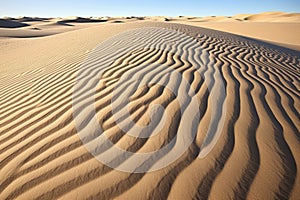 trailed patterns on the sand created by wind erosion